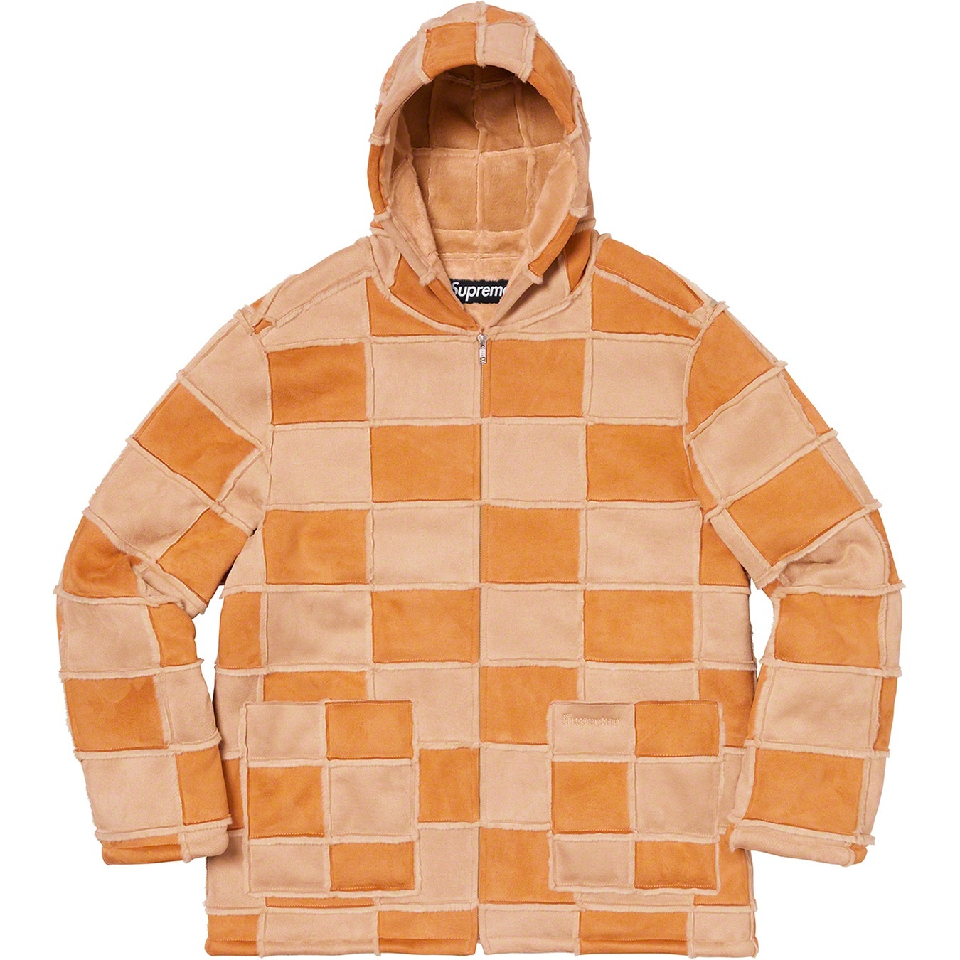 Faux Suede Patchwork Hooded Jacket view 18